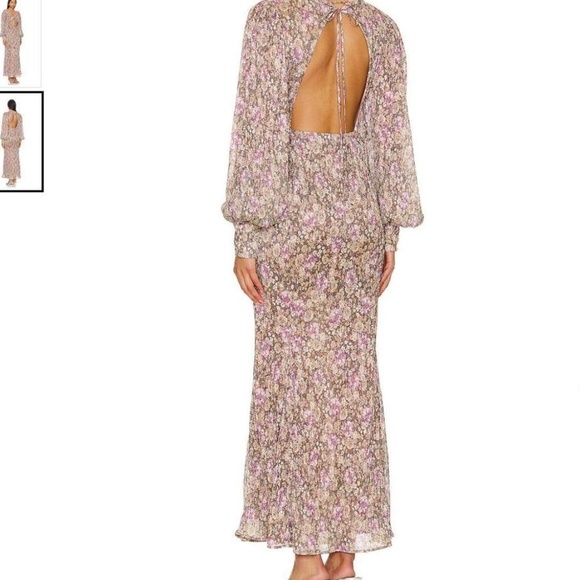 NWT For Love and Lemons Floral Shimmer Wynne Maxi Dress Cut Out Open Back Size S - Picture 9 of 9